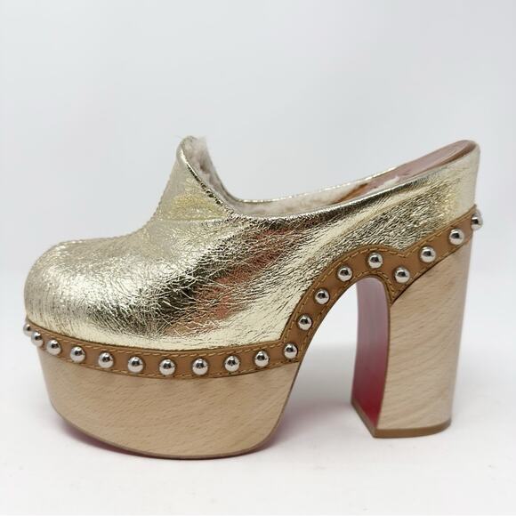 Christian Louboutin Joan Genuine Shearling Lined Platform Clogs EU 37 - Picture 9 of 12
